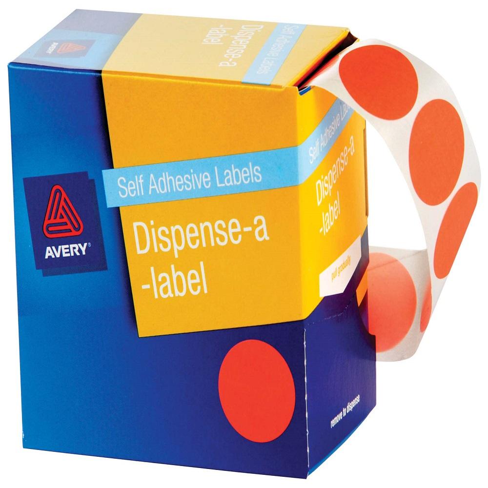 Avery Label Dispenser DMC24O Orange Round 24mm 500 Pack