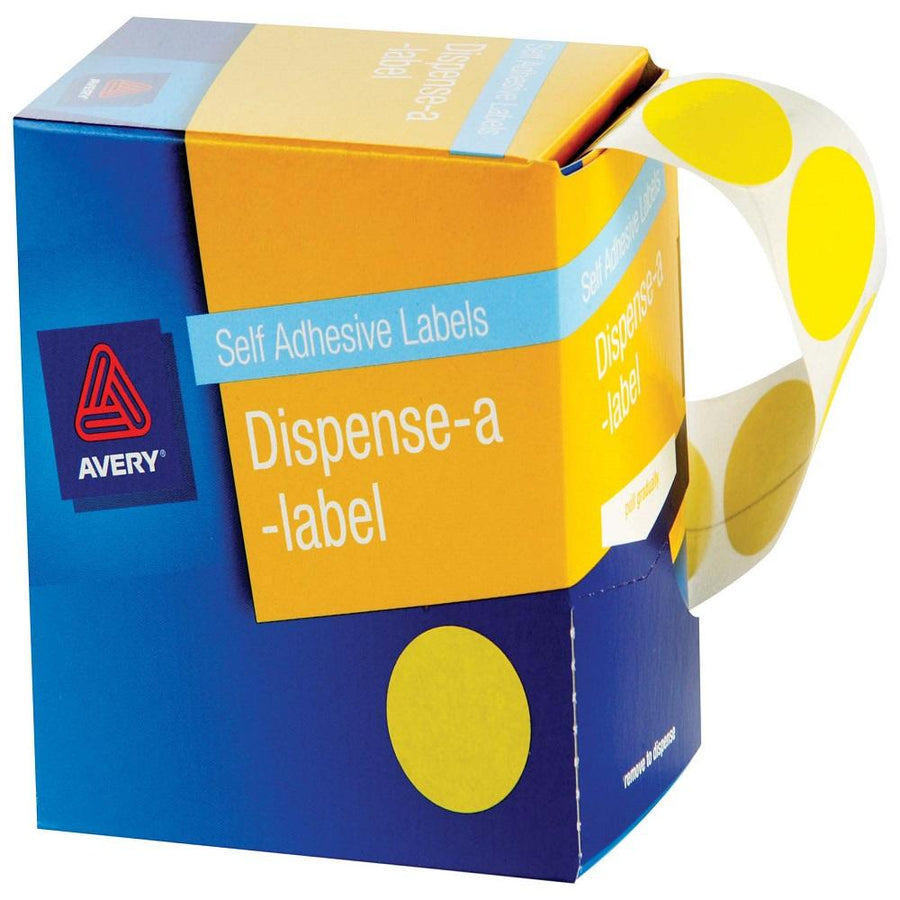 Avery Label Dispenser DMC24Y Yellow Round 24mm 500 Pack