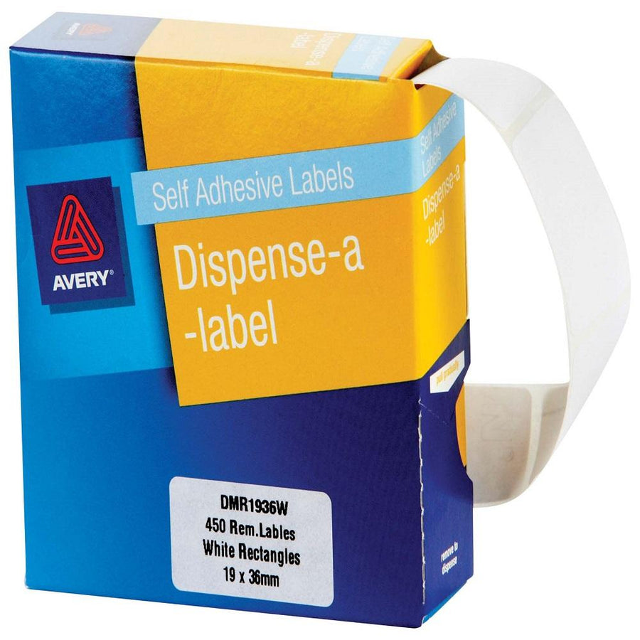 Avery Label Dispenser DMR1936W 19x36mm White 450 Pack