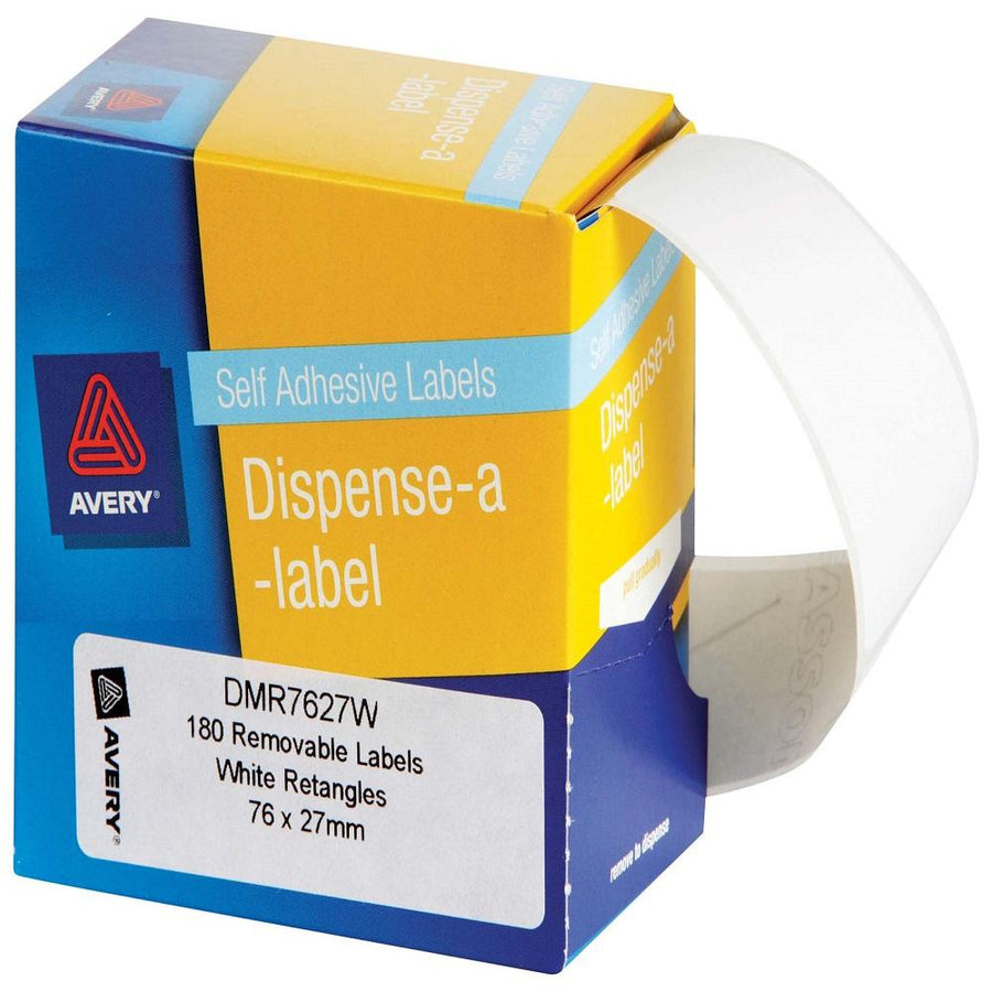 Avery Label Dispenser DMR7627W 76x27mm White 180 Pack