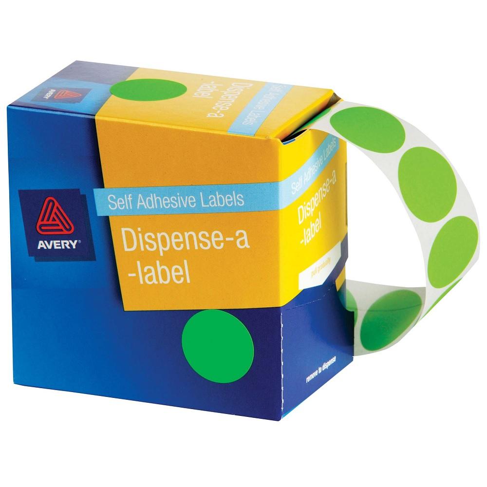 Avery Label Dispenser DMC14FG Green Fluoro Round 14mm 700 Pack