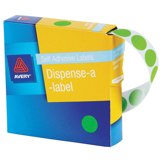 Avery Label Dispenser DMC24FG Green Fluoro Round 24mm 350 Pack