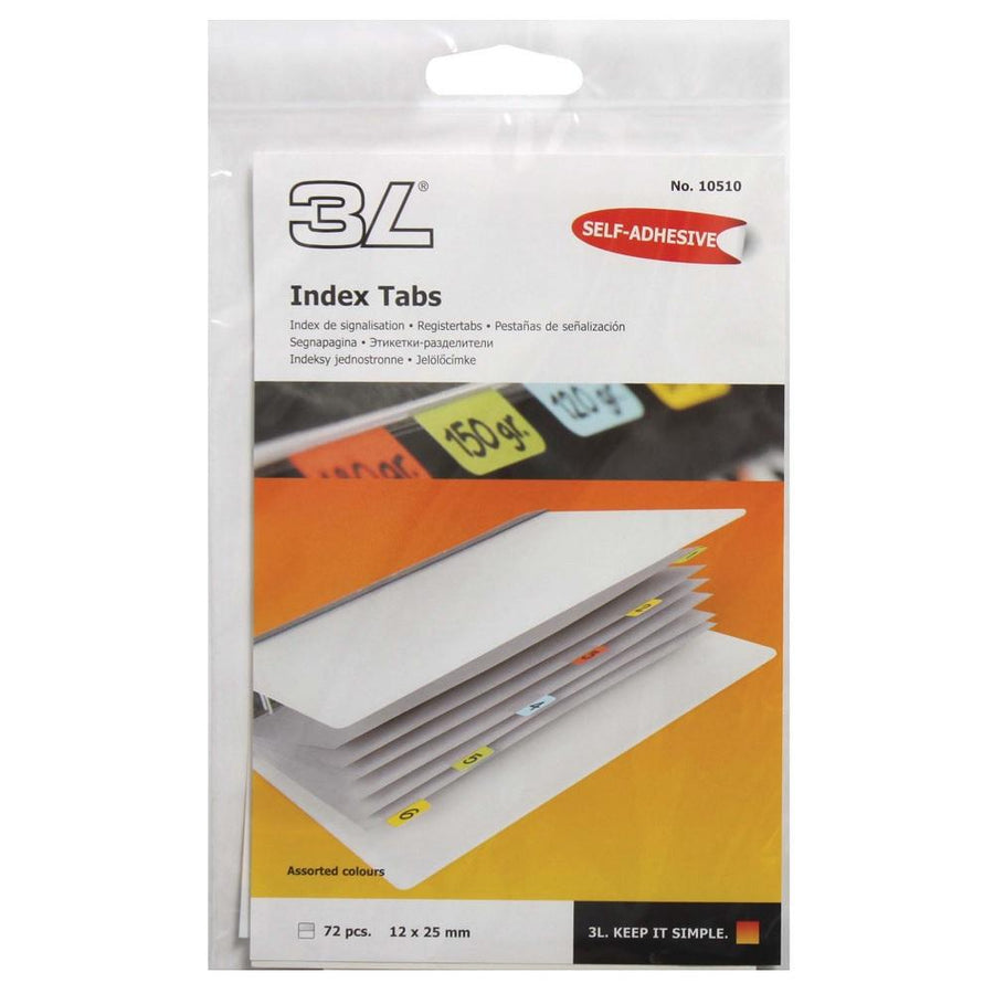 3L Index Tab 25mm Assorted 72 Pack