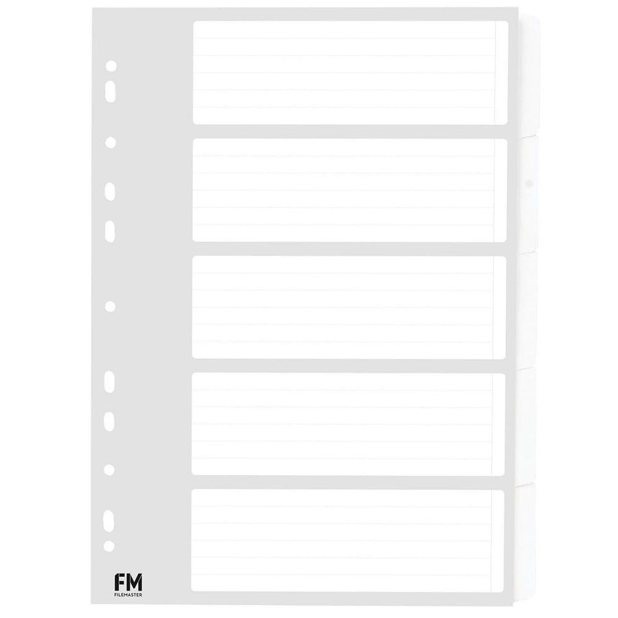 FM Indices A4 5 Tab White Cardboard