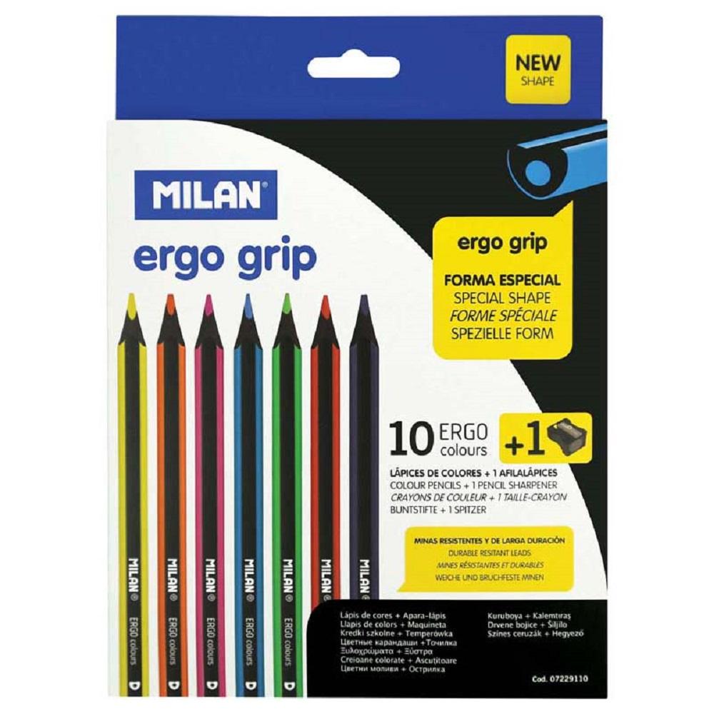 Milan Coloured Pencils Ergo Pack 10 Assorted Colours