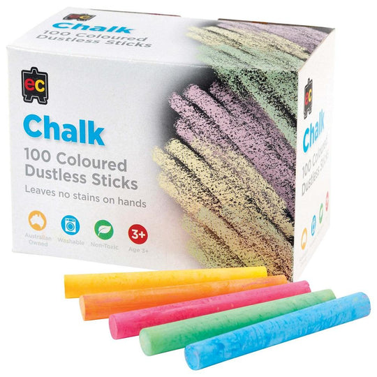 EC Dustless Chalk Coloured Box 100