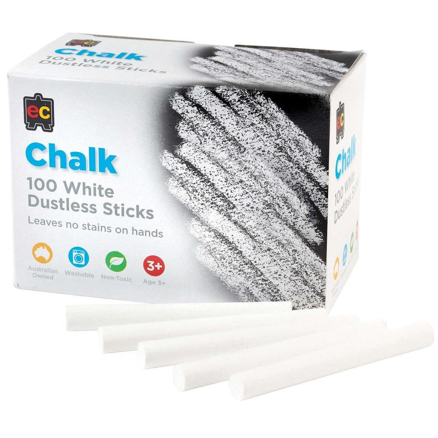 EC Dustless Chalk White Box 100