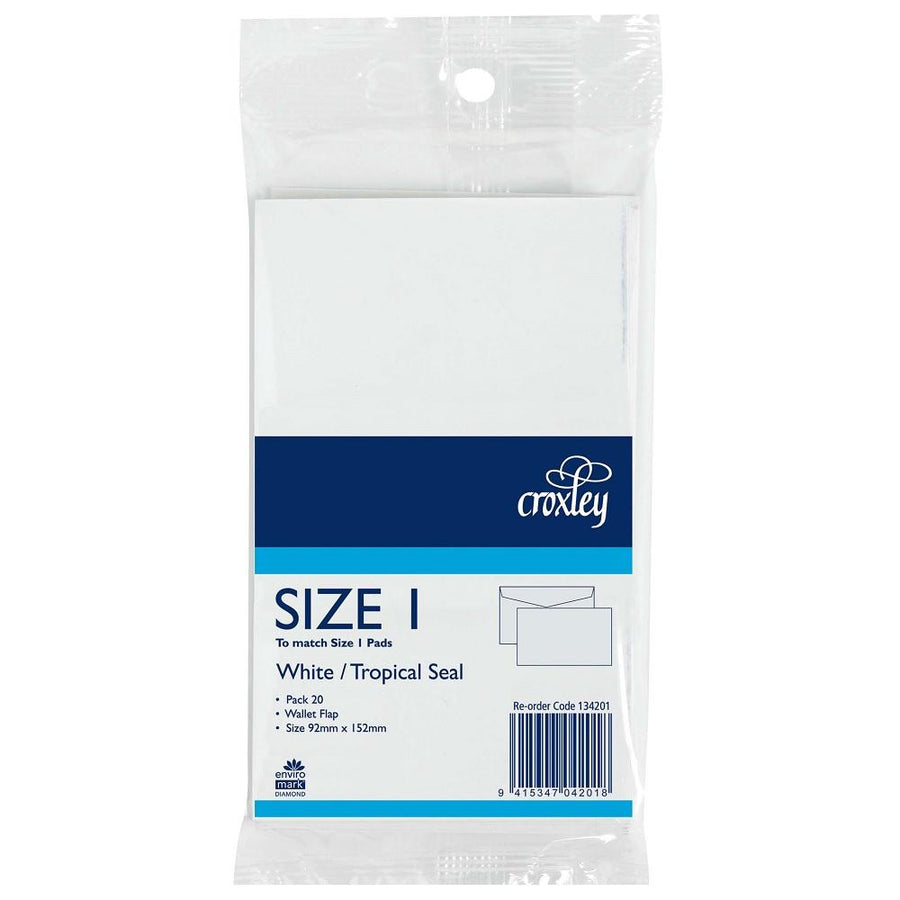 Croxley Envelope Size 1 Tropical Seal 92x152mm 20 Pack
