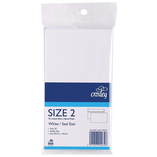 Croxley Envelope Size 2 Seal Easi Bond 92x165mm 20 Pack