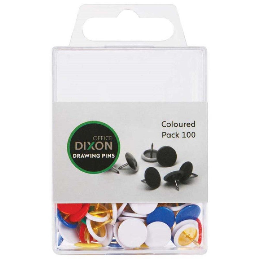 Dixon Drawing Pins Coloured Pack 100