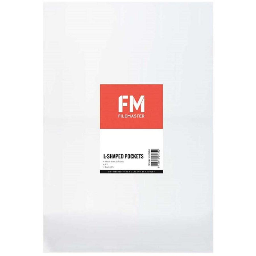 FM L-Shaped Pockets A3 Clear Pack of 5