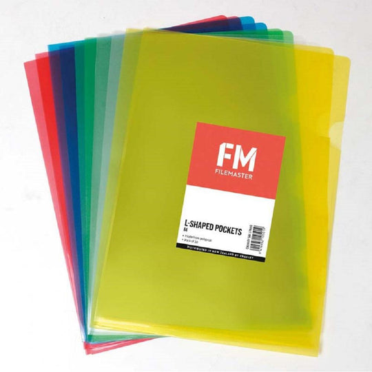 FM L-Shaped Pockets A4 Assorted Pack of 10