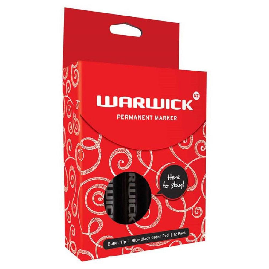 Warwick Permanent Marker Bullet Tip Assorted Box of 12