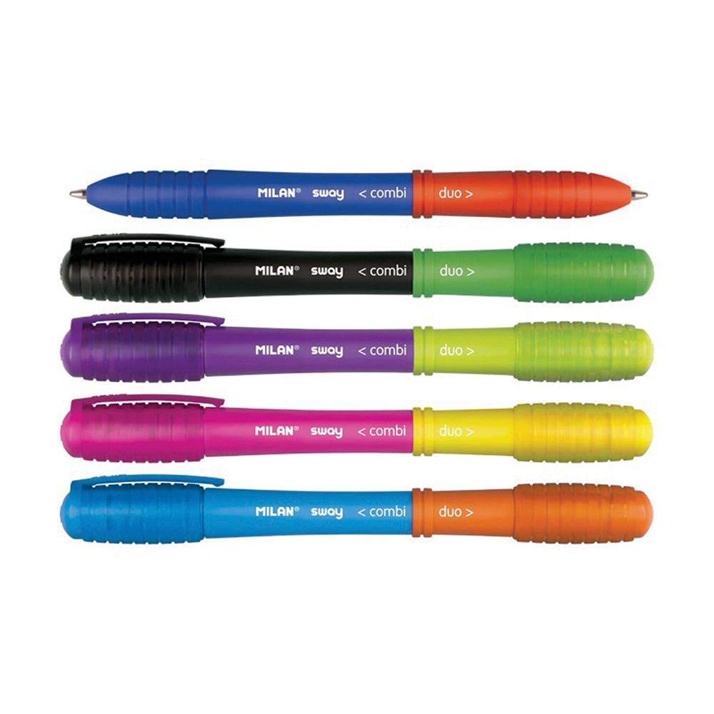 Milan Sway Combi Duo Ballpoint Pens 5 Pack 10 Assorted Colours