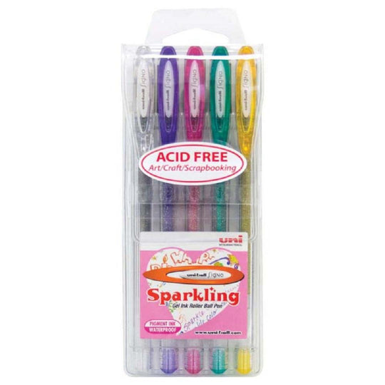 Uni-ball Signo Sparkling Gel Ink Roller Ball Pen 1.0mm Pack of 5 Assorted UM-120