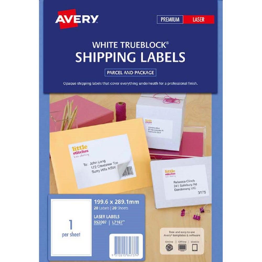 Avery Shipping Labels L7167 20 Sheets Laser