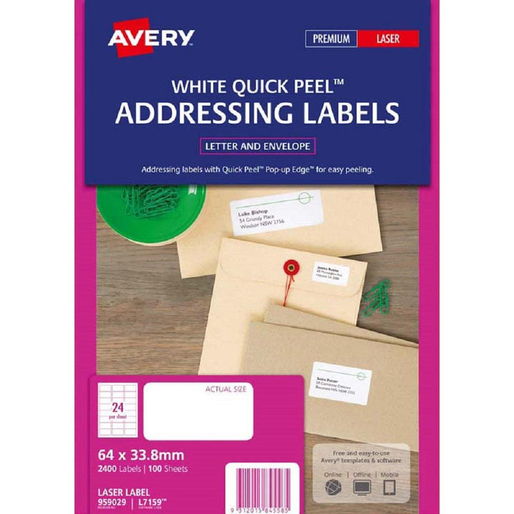 Avery Addressing Labels L7159 100 Sheets Laser