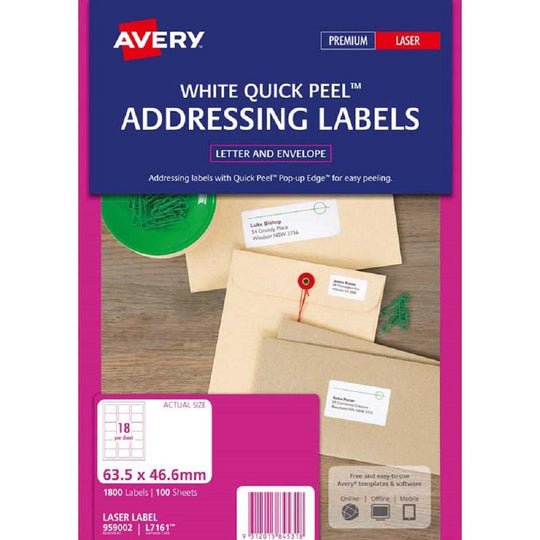 Avery Addressing Labels L7161 100 Sheets Laser