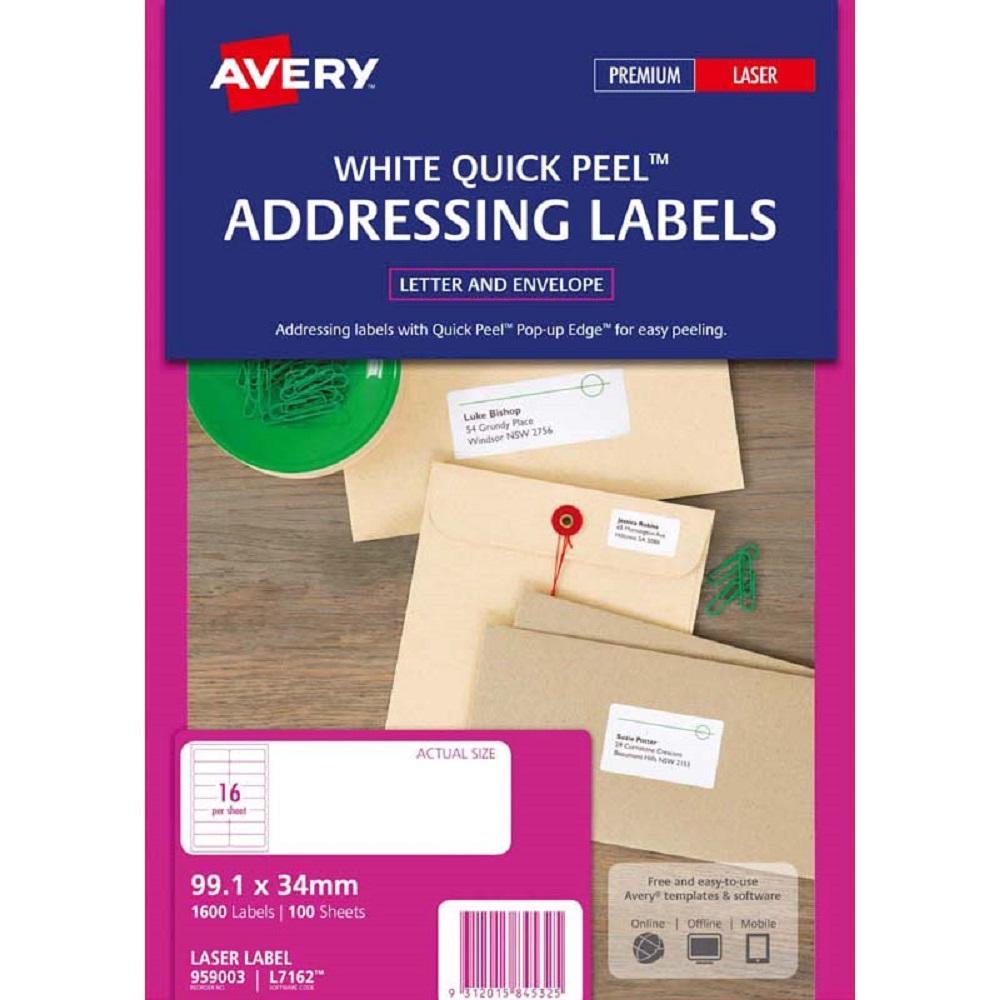 Avery Addressing Labels L7162 100 Sheets Laser