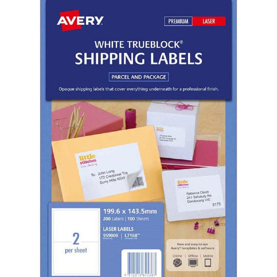 Avery Shipping Labels L7168 100 Sheets Laser