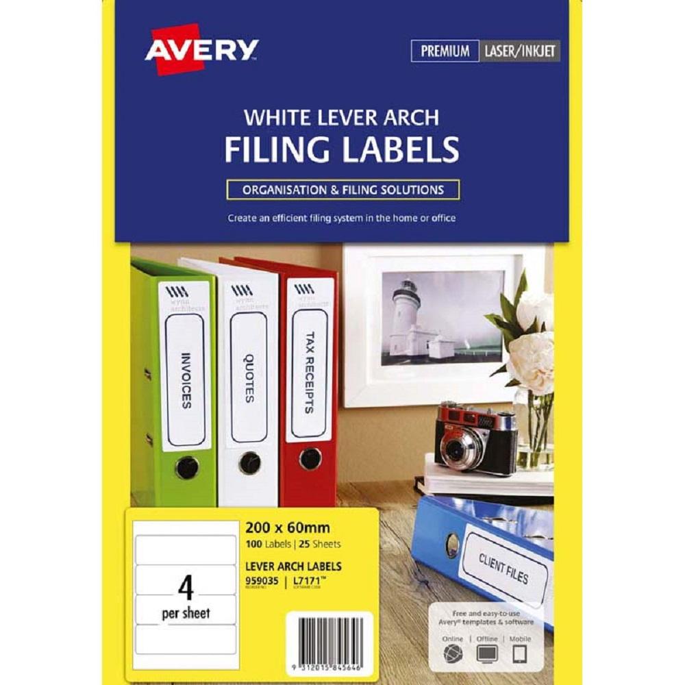 Avery Filing Labels L7171 25 Sheets