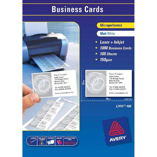 Avery Business Cards L7415 100 Sheets Inkjet/Laser