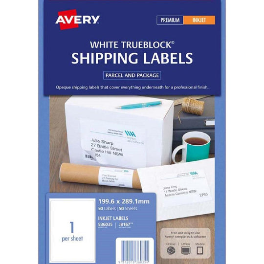 Avery Shipping Labels J8167 50 Sheets Inkjet