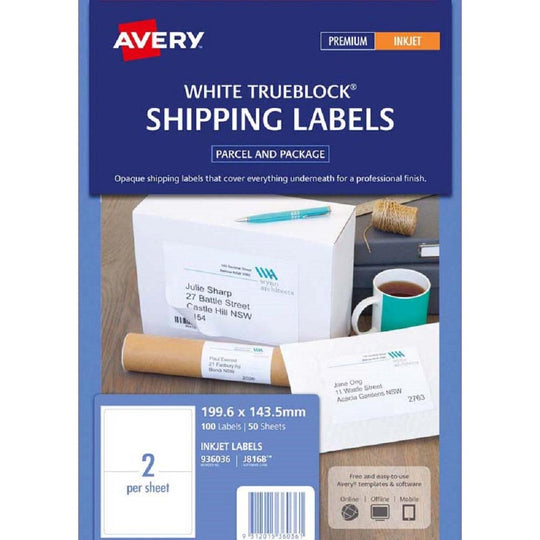 Avery Shipping Labels J8168 50 Sheets Inkjet