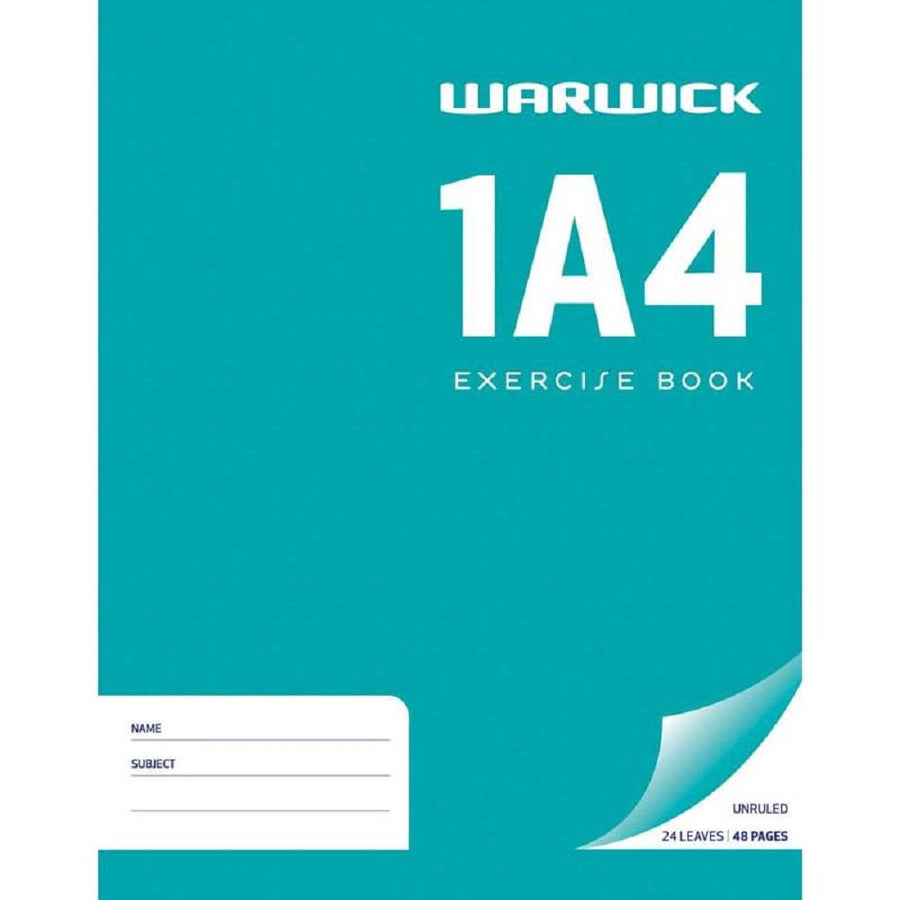 Warwick 1A4 Exercise Book 24 Leaves Unruled 230x180mm