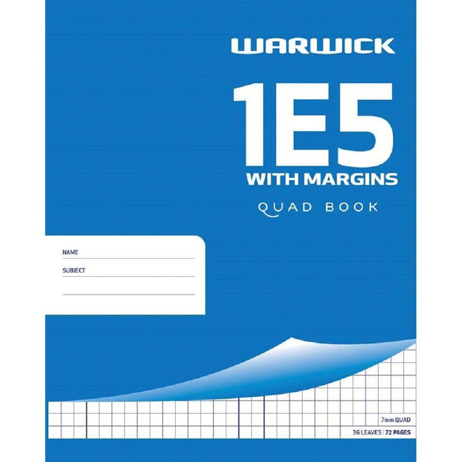 Warwick 1E5 with Margins Quad Book 36 Leaves 7mm 255x205mm