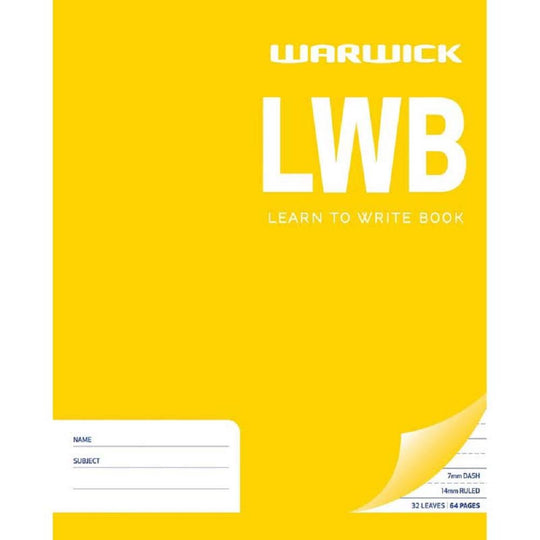 Warwick LWB Learn To Write Book 32 Leaves Dashed 7mm Ruled 14mm 255x205mm