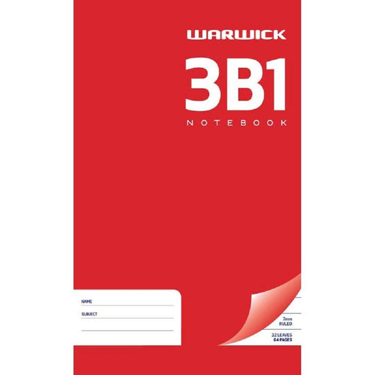 Warwick 3B1 Notebook 32 Leaves Ruled 7mm 165x100mm