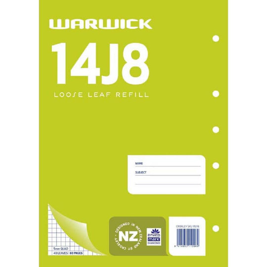 Warwick 14J8 Loose Leaf Refill 40 Leaves Quad 5mm
