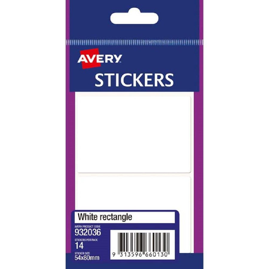 Avery Stickers White Rectangle 50x80mm