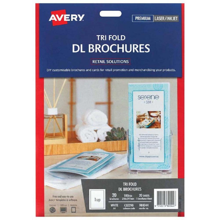Avery Tri Fold DL Brochures C32290 20 Sheets