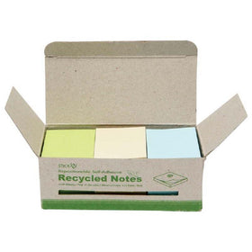 Stick'N Recycled Notes 38x50mm 100 Sheets Assorted Box of 12