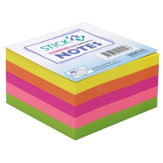 Stick'N Removable Self Adhesive Notes 76x76mm 400 Sheets/Pad Rainbow Neon