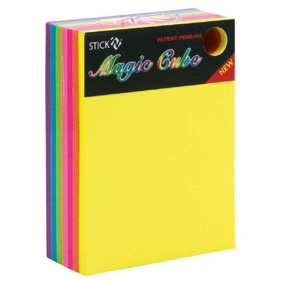 Stick'N Magic Cube 76x101mm 280 Sheets/Pad Neon Rainbow
