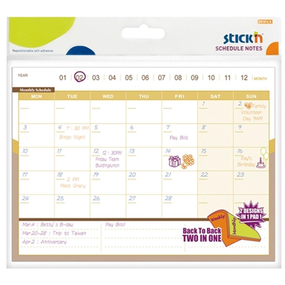 Stick'N Schedule Notes Monthly/Weekly 150x203mm 40 Sheets