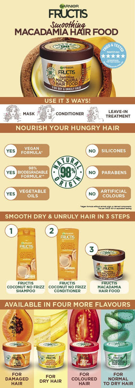 Garnier FRUCTIS Hair Food Smoothing Macadamia 390mL