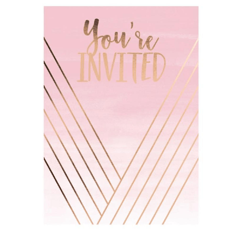 Rose All Day Invitations Postcard Style Rose Gold Foil