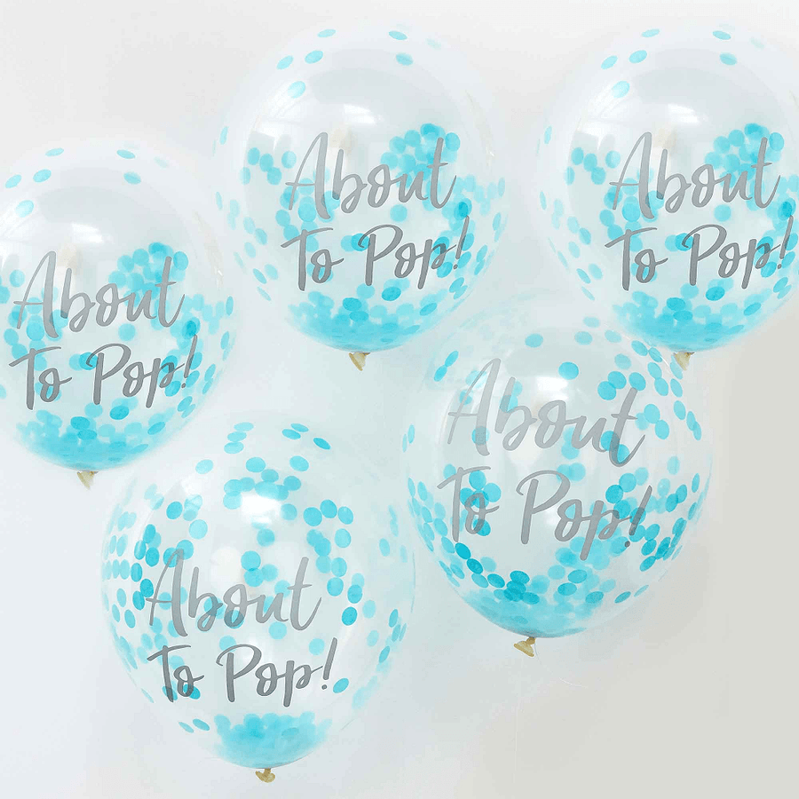 Oh Baby! Balloons 30cm Confetti Blue About to Pop
