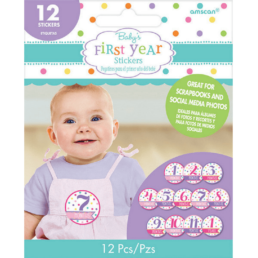Baby Shower Stickers Month by Month Girl