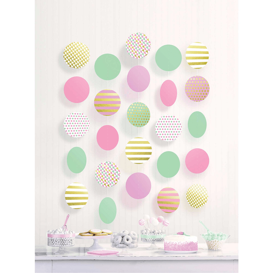Pastel Hanging Circle Decorations Paper & Hot Stamped