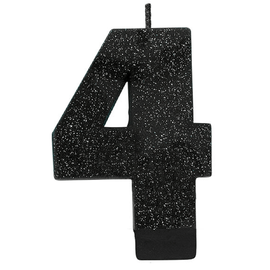 Numeral Glitter Candle - Black #4