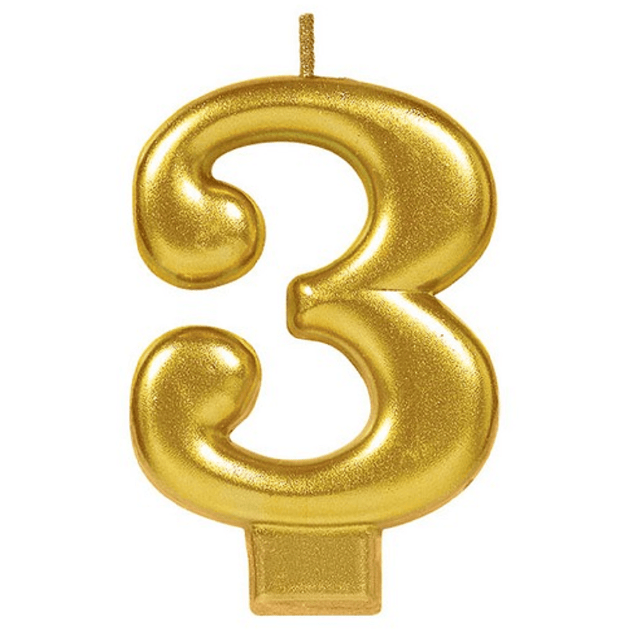 Numeral Metallic Candle - Gold #3