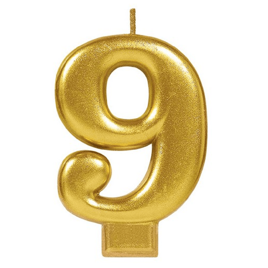 Numeral Metallic Candle - Gold #9