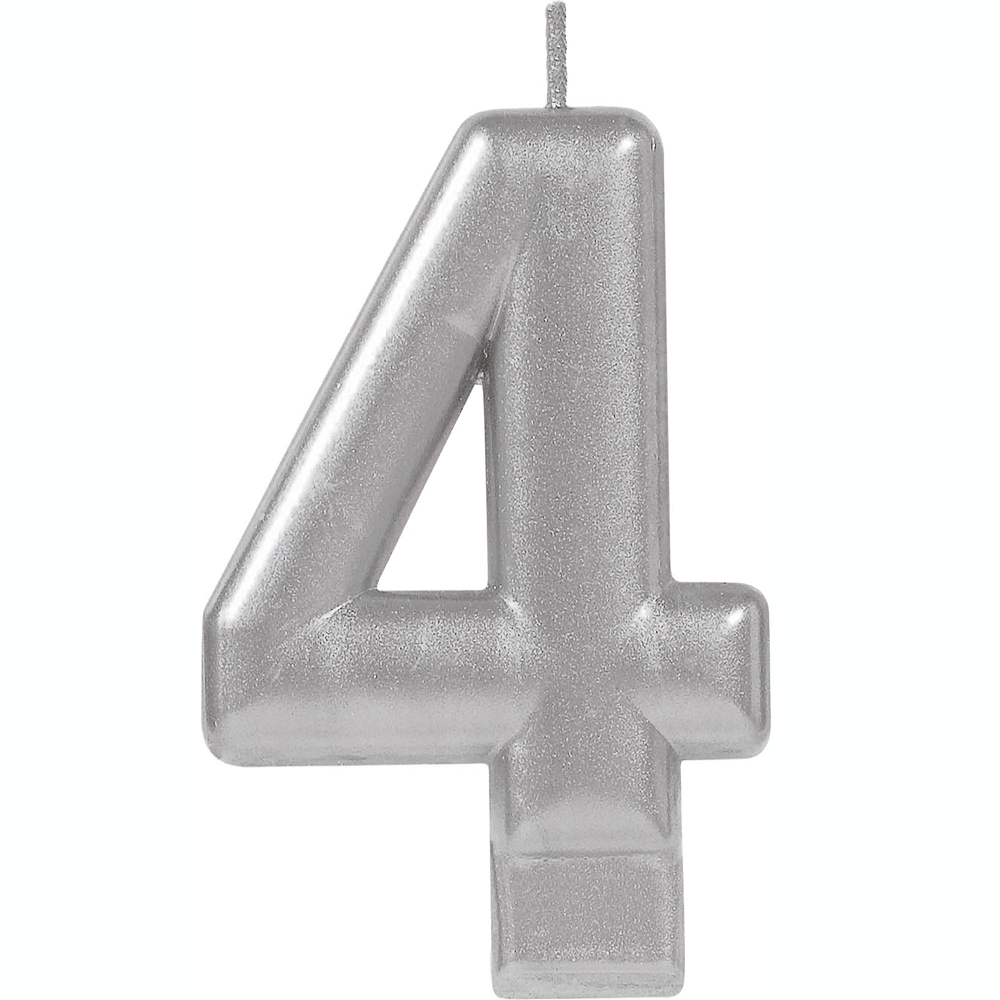 Numeral Metallic Candle - Silver #4