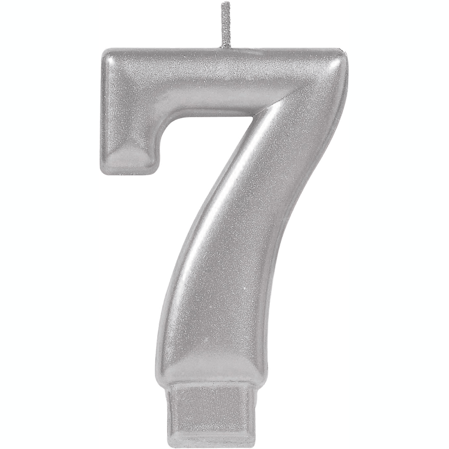 Numeral Metallic Candle - Silver #7