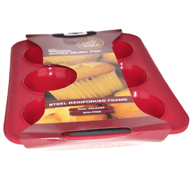 D.Line Daily Bake 6-Cup Silicone Jumbo Muffin Pan - Red